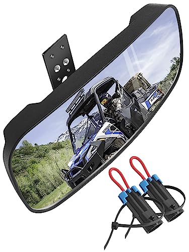 ZIDIYORUO Polaris Ranger Rear View Mirror, HD Center Rear View Mirror for Polaris Ranger 500 570 900 XP 1000XP Crew 2017-2023 on the Factory Drop Down Mounting Tab with 2pcs of Belt Bypass