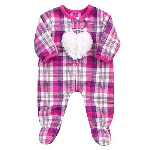 Sophia's Flannel Sleeper with Sherpa Heart Design for 15'' Dolls, Hot Pink