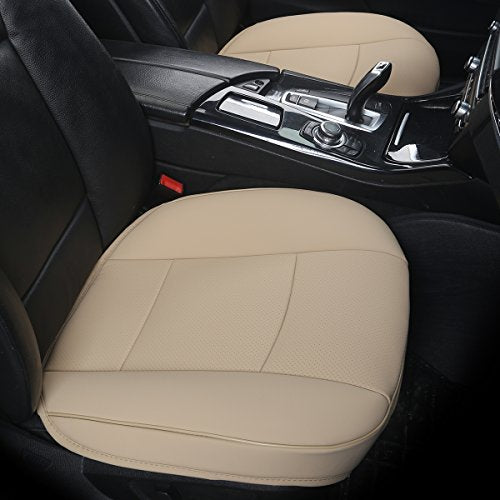 EDEALYN Ultra-Luxury PU Leather Car Seat Protection Cover Car Seat Cover for Most Four-Door SedanSUV,Single Seat Cover Without Backrest 1PCS W 20.8 D 21 T 0.2inch 3D-Beige