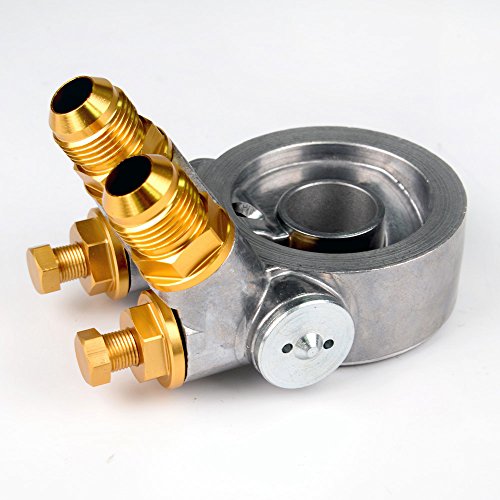 New Full Aluminum Gold Thermostat AN10 Oil Filter Cooler Sandwich Plate Adapter w/80 Deg 176 F 10AN