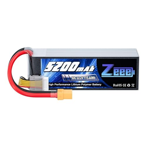 Zeee 6S Lipo Battery 5200mAh 22.2V 50C with XT90 Plug Compatible for RC Airplane RC Quadcopter Helicopter Car Truck Boat Hobby