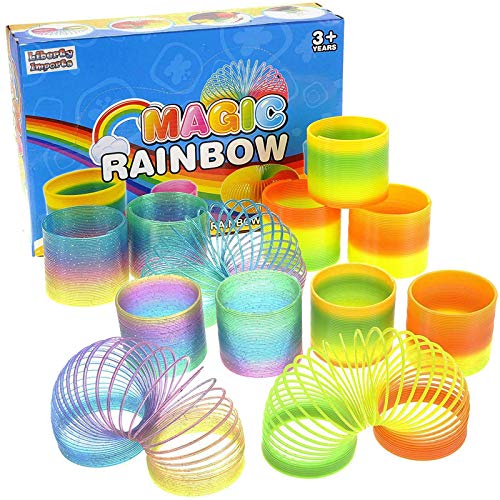 12 Pack Magic Rainbow Springs Classic Novelty Colorful Rainbow Toy Assorted Bulk Birthday Party Favors, Bag Fillers, Gift Birthday Party Favors, Bag Fillers, Gift for Kids 1 Dozen 3 Inches