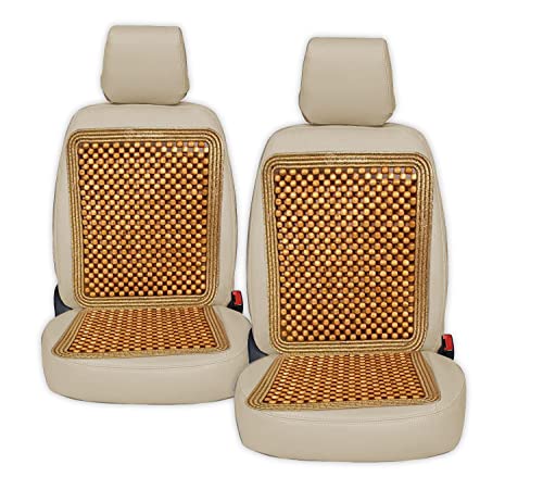 ZONETECH Wooden Beaded Car Driver Seat Cushion - Natural Double Strung Massaging Universal Comfortable Car Seat Cover Cushion with High Ventilation 2-Pack