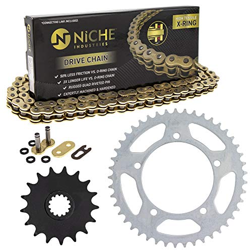 NICHE Drive Sprocket Chain Combo for 2006-2010 Suzuki GSXR750 Front 17 Rear 45 Tooth 520V-X X-Ring 116 Links