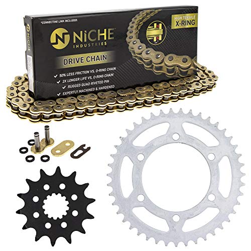 NICHE Drive Sprocket Chain Combo for Yamaha YZF-R3 MT-03 YZF-R25 MT-25 Front 14 Rear 43 Tooth 520V-X X-Ring 112 Links