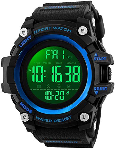 Gosasa Big Dial Digital Watch S Shock Men Military Army Watch Water Resistant LED Sports Watches A Blue