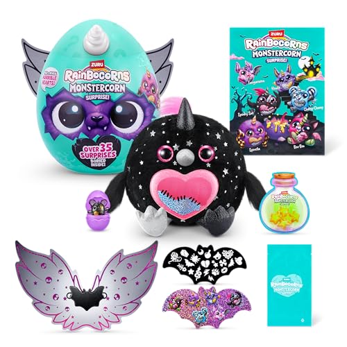 Rainbocorns Monstercorn Surprise Raven - Surprise Unboxing Soft Toy, Fantasy Monster Gifts for Girls, Imaginary Play with Wearable Accessories