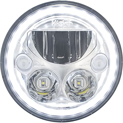 Vision X Lighting XMC-7RD 7" Round VX Motorcycle LED Headlight w/Low-High-Halo, Single Light, Polished Chrome Face