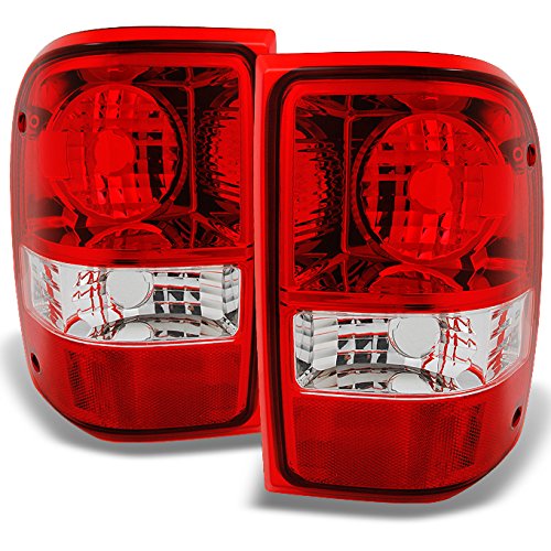 AKKON - For Ford Ranger Pickup Truck Red Clear Rear Tail Lights Brake Lamps Turn Signal Replacement Left+Right