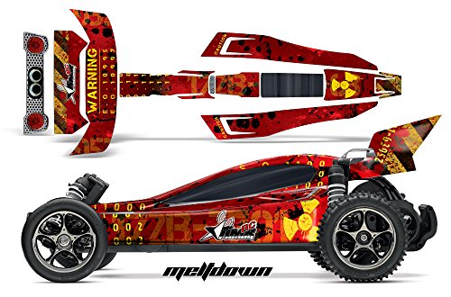 AMR Racing RC Graphics kit Sticker Decal Compatible with Traxxas Bandit VXL 1/10 2407L - Meltdown - Yellow/Red