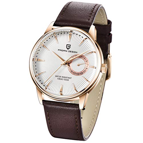 Pagani Design Mens Watches Casual Leather Quartz Wrist Watch for Men Waterproof Business Dress Unique Watches Japanese MovementBrown 1654