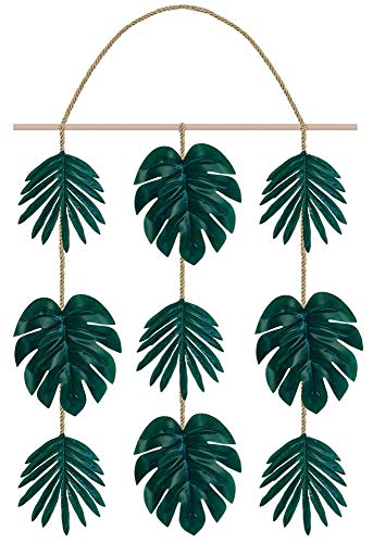 Beautiful Green Plastic with Wood Faux Palm Hanging Decor - 20" x 17" 1 Pc. - Realistic Cool Decoration - Add Tropical Vibes to Any Occasion - Ideal for Event Decorations