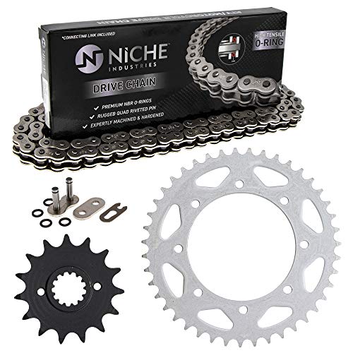 NICHE Drive Sprocket Chain Combo for Kawasaki KLR650 Front 15 Rear 43 Tooth 520V O-Ring 106 Links