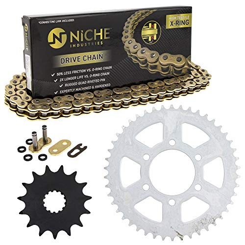 NICHE Drive Sprocket Chain Combo for Kawasaki Ninja 650R Versys 650 Front 15 Rear 46 Tooth 520V-X X-Ring 114 Links