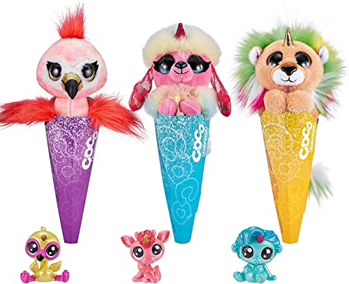 COCO Surprise Fantasy 3 Pack by ZURU Plush Toys with Baby Collectible Surprise in Cone, Plush for Girls and Kids Style May Vary