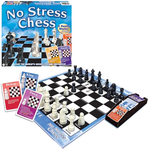 No Stress Chess by Winning Moves Games USA, Celebrating 20 Years as the Chess Teaching Game Using Innovative Action Cards, for 2 Players, Ages 7+ 1091