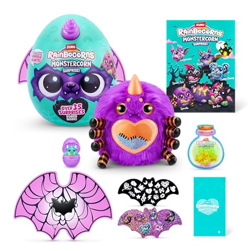 Rainbocorns Monstercorn Surprise Vampire Spider - Surprise Unboxing Soft Toy, Fantasy Monster Gifts for Girls, Imaginary Play with Wearable Accessories