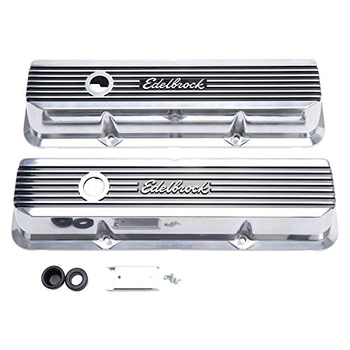 Edelbrock 4277 Elite II Series Valve Cover Polished Raised Fins 3.55 in. Overall Height Elite II Series Valve Cover