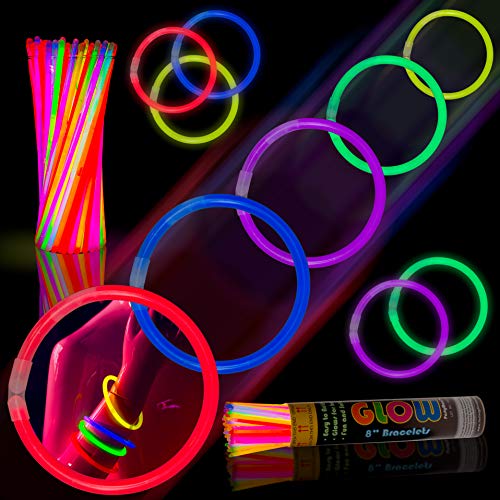 Crown Display 300-8 Inch. Glow Bracelets Light Neon Glow Stick - Assorted Colors Wholesale Pack