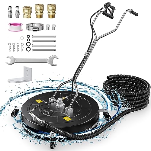 EVEAGE 24" Pressure Washer Surface Cleaner with Water Recovery System, Dual Handle Stainless Steel Housing Power Washer Surface Cleaner Perfect for Driveways, Sidewalks,Patios,Decks CleaningBK24-01