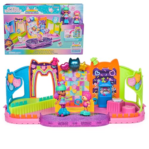 Gabby's Dollhouse, Party Room Playset with Exclusive Toy Figures, Dollhouse Furniture, Accessories Fidget Play, Kids Toys for Girls and Boys Ages 3+