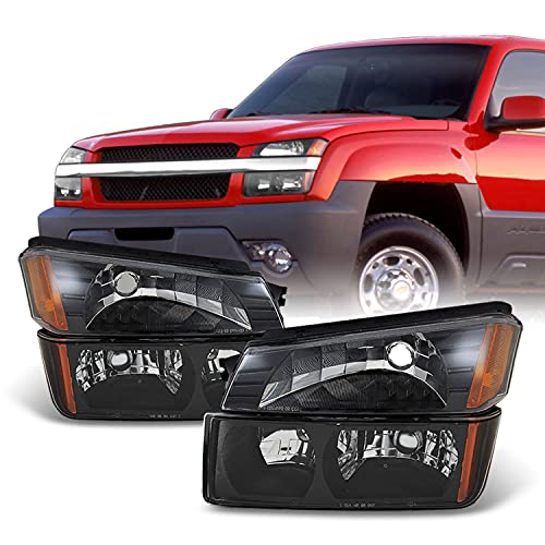 AKKON - For Avalanche Body Cladding Model Black Bezel Headlights Front Lamps + Bumper Signal Lights Lamps Set