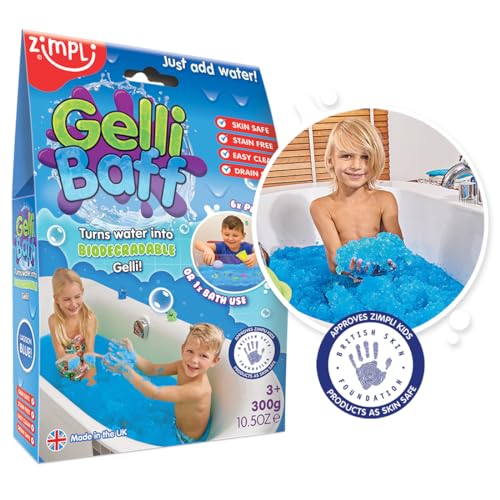 Zimpli Kids Gelli Baff Blue from, 1 Bath Pack, Turn Water Into Colourful Goo, Children's Sensory and Bath Toy, Certified Biodegradable Gift