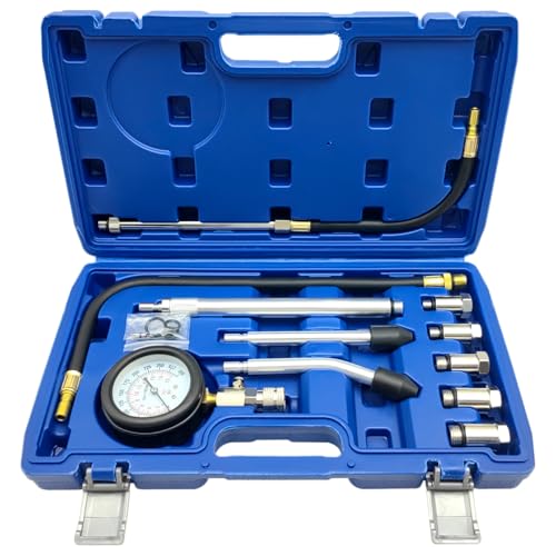 ZKTOOL 11PC Compression Tester, Automotive Engine Compression Tester Adapter Kit, Engine Cylinder Leak Down Compression Test Motor Pressure Gauge. All Vehicles.