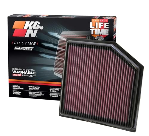 KN High-Flow Original Lifetime Engine Air Filter: Increase Power Acceleration, Washable, Premium: Compatible with 2010-2019 Lexus/Toyota GS 300, 350, IS 300, IS 350, RC 300, RC 350, 33-2452