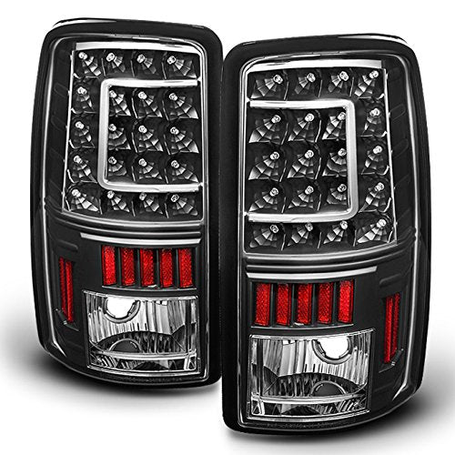 AKKON - For 2000-2006 Suburban Tahoe Yukon XL Denali Liftgate Model Style G2 Black C-Sty LED Tail Lights Brake Lamps Pair