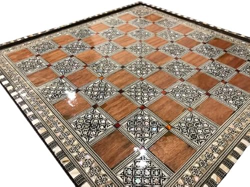 Chess Board Inlaid Mother of Pearl Egyptian Handmade 16.8 inch m07