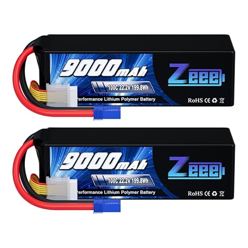 Zeee 6S Lipo Battery 9000mAh 22.2V 100C Soft Case RC Battery EC5 Connector with Metal Plates for RC Car Truck Desert Racer RC Tank RC Hobbies2 Pack