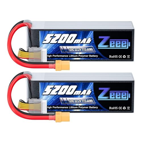 Zeee 6S Lipo Battery 5200mAh 22.2V 120C Soft Case Lipo with XT90 Connector RC Battery for RC Car Truck Airplane Helicopter Quadcopter Boat 2 Pack