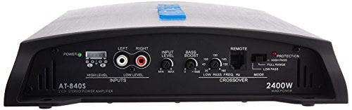 Audiotek AT840S 2400W 2-Channel Class AB Stereo Car Amplifier with Bass Control (2 Ohm Stable)