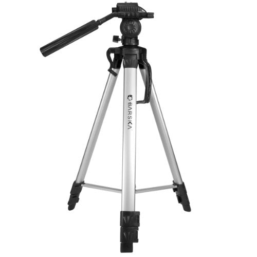 BARSKA Deluxe Tripod (63.4" Extendable) with Carrying Case, Gray/Black