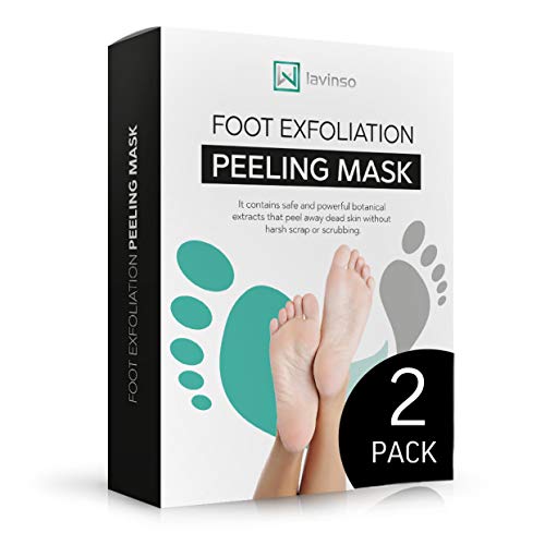 Lavinso Foot Peel Mask 2 Pack: Exfoliate and Soften Callused, Dry and Rough Feet with Baby Soft Results!