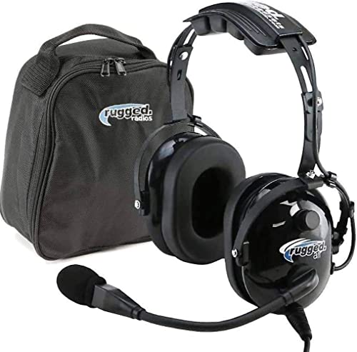 Rugged Air RA200 General Aviation Pilot Headset: Noise Reduction, Dual GA Plugs, MP3 Input, Adjustable Headband (Plus Headset Bag)