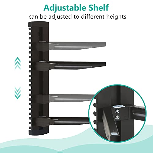 WALI CS202B Wall Mounted Shelf with Tempered Glass (for DVDs, Cable Boxes, Consoles, Accessories) - 2 Shelves, Black