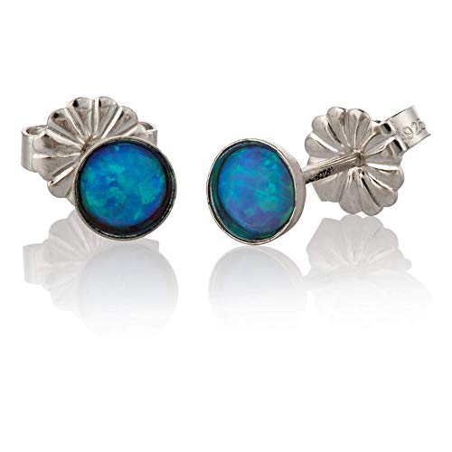 Sterling Silver Opal Stud Earrings for Women (4mm Posts)