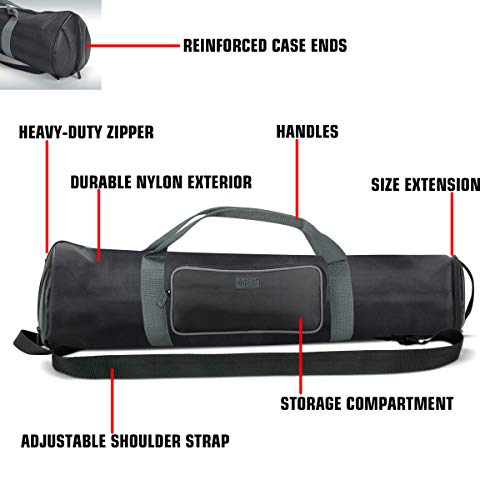 USA Gear Padded Tripod Case Bag (21-35in) with Adjustable Size, Pocket & Shoulder Strap for Camera Accessories