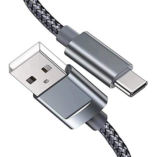 Snowkids USB C Cable (2 Pack) 6.6ft: Nylon Braided High-Speed Cord, Type A to Type C for Samsung Galaxy S10, S9, Note 10, 9, Moto Z, LG V20, G5, Google Pixel 2XL, OnePlus 5, 3T (Grey)
