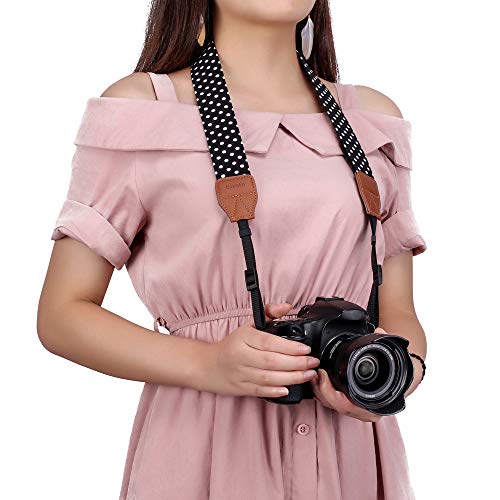 Eorefo Camera Shoulder Strap for Compact Digital, Mirrorless, and DSLR Cameras (Black)