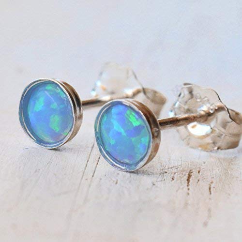 Sterling Silver Opal Stud Earrings for Women (4mm Posts)