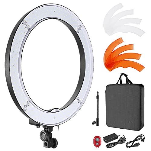 Neewer 18in Ring Light (55W, 5500K, 240 LEDs, Color Filter, Soft Tube, Carrying Bag) for YouTube, TikTok, Selfies, Photography & Camera, Smartphones