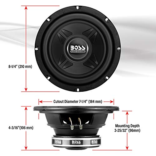 BOSS Audio Systems CXX8 8" Car Subwoofer - 600W Max Power, 4 Ohm Voice Coil, Easy Mount (Sold Individually)