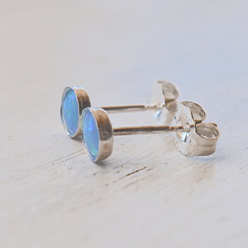 Sterling Silver Opal Stud Earrings for Women (4mm Posts)