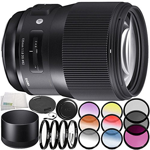 Sigma 135mm f/1.8 DG HSM Art Lens w/ 10-Piece Accessory Bundle [3 Piece Filter Kit (UV, CPL, FLD)+ 4-Piece Macro Filter Set (+1, +2, +4, +10)+ More]