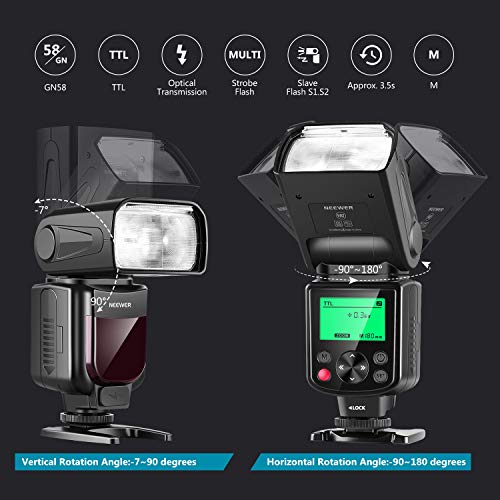 Neewer 750II TTL Speedlite with LCD Display for Nikon DSLR Cameras (D7200 - D50)