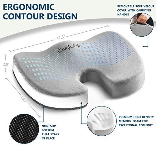 ComfiLife Memory Foam Coccyx Cushion for Tailbone and Sciatica Pain Re