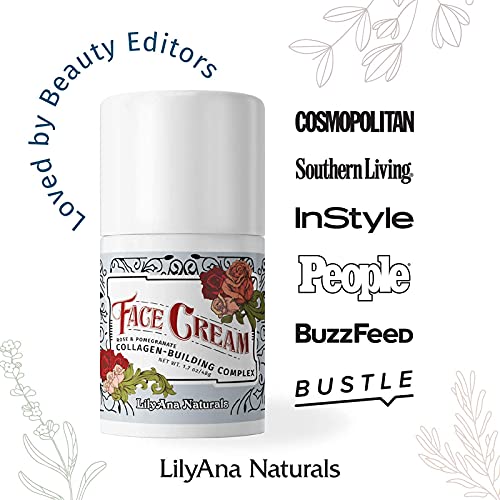 LilyAna Naturals Face Moisturizer (1.7oz), for Women & Men. Anti-Aging, Dry Skin & Dark Spot Brightening, with Rose & Pomegranate Extracts. Made in USA.